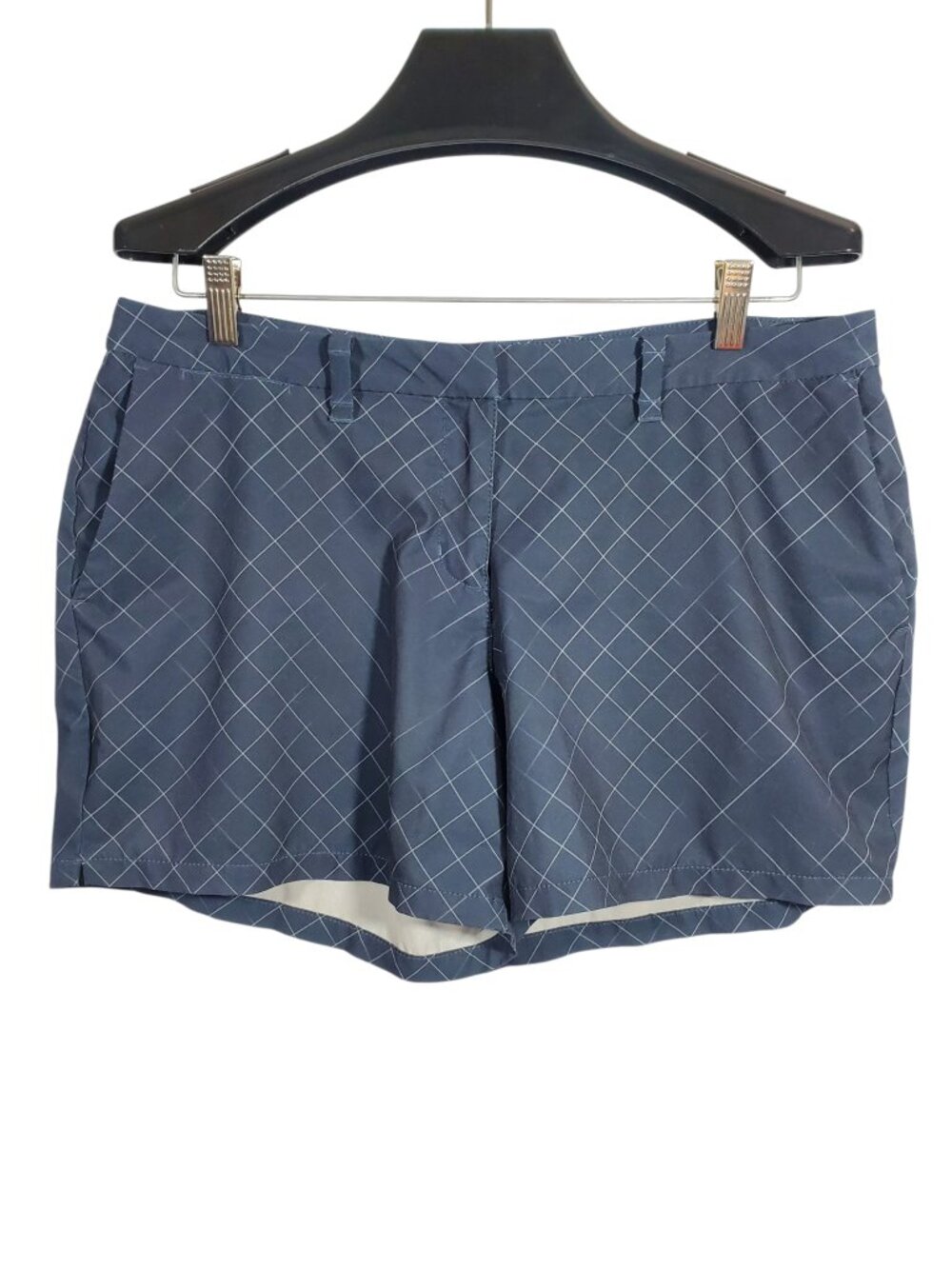Nike Golf Chino Active Shorts Women's 10 Teal Plaid Flat-Front Dri-Fit